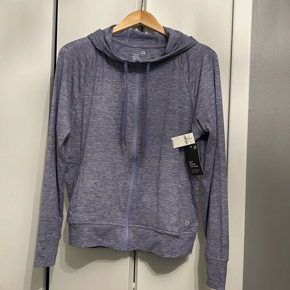 NWT GapFit track jacket in purple spacedye. Size Large